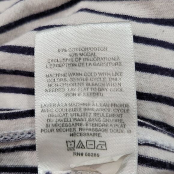 Express Black & White Striped Two Tone Floral Casual Cute Baby Tee T-shirt   - Picture 5 of 5